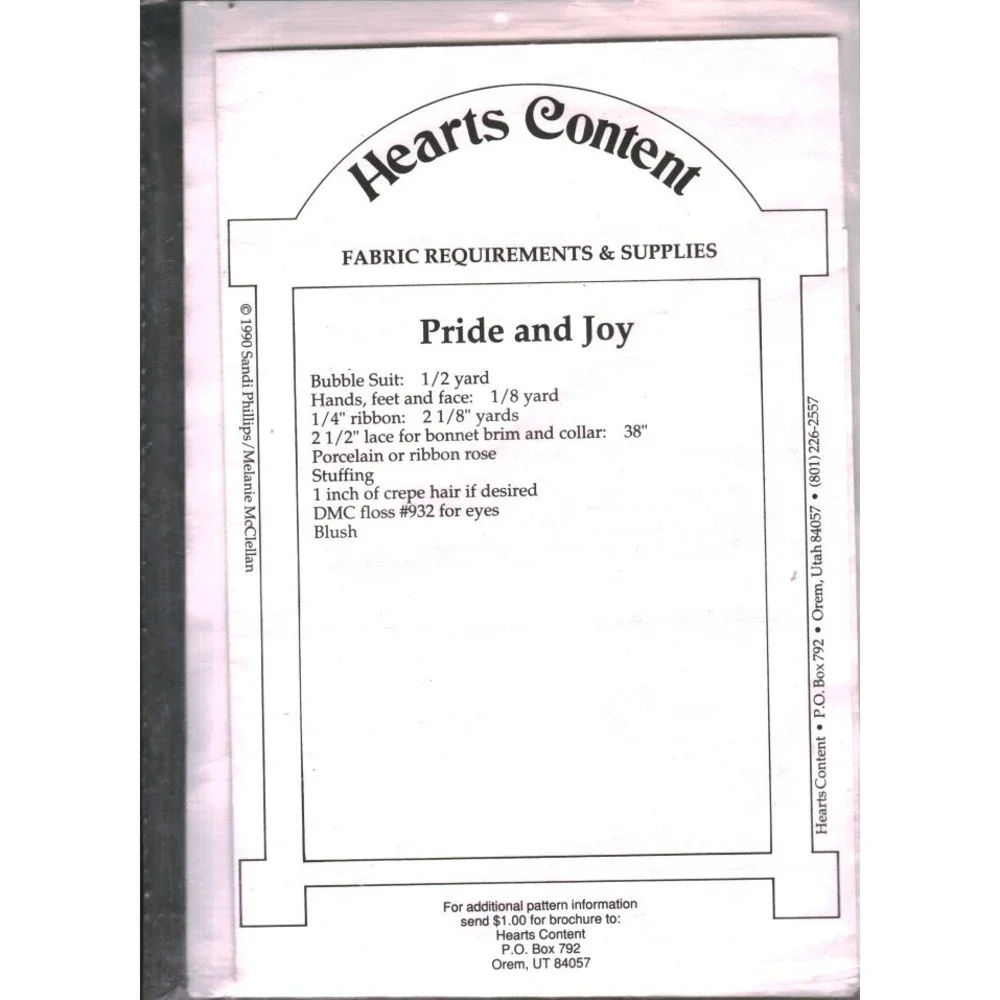 Vintage Hearts Content Pride & Joy Baby Doll Sewing Pattern HC017 Lisa Petersen